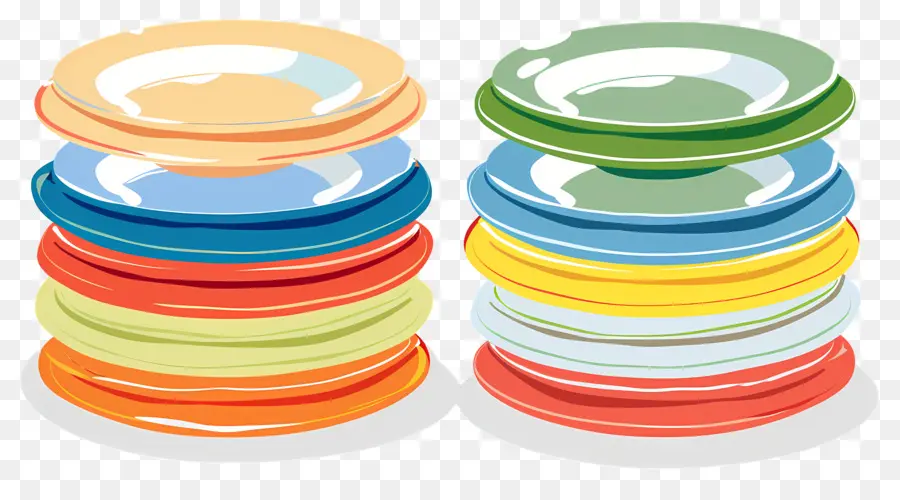 Pile D'assiettes，Assiettes Colorées PNG