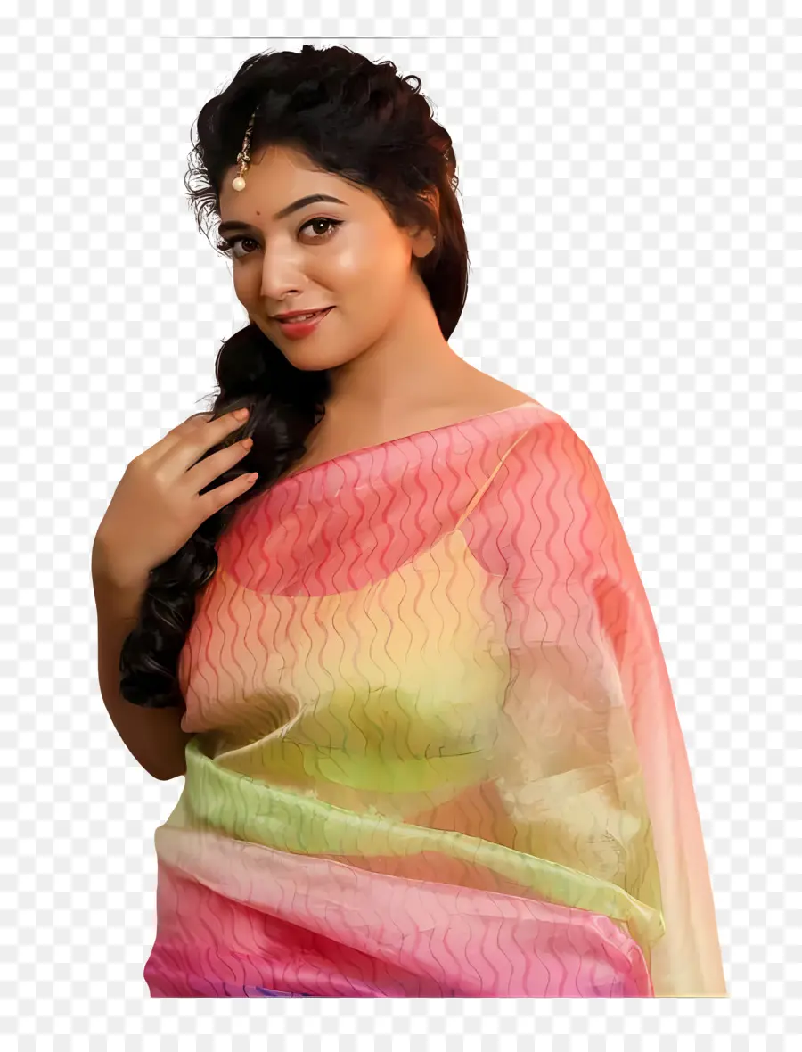 Priyanka Thimmesh，Femme En Sari Coloré PNG