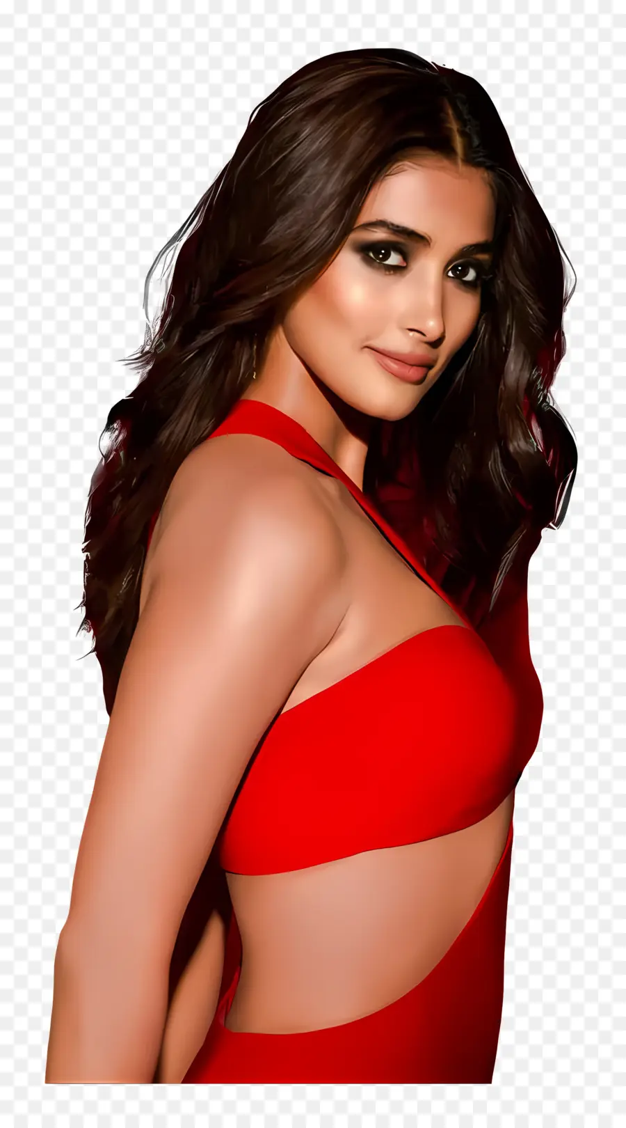 Pooja Hegde，Femme En Robe Rouge PNG