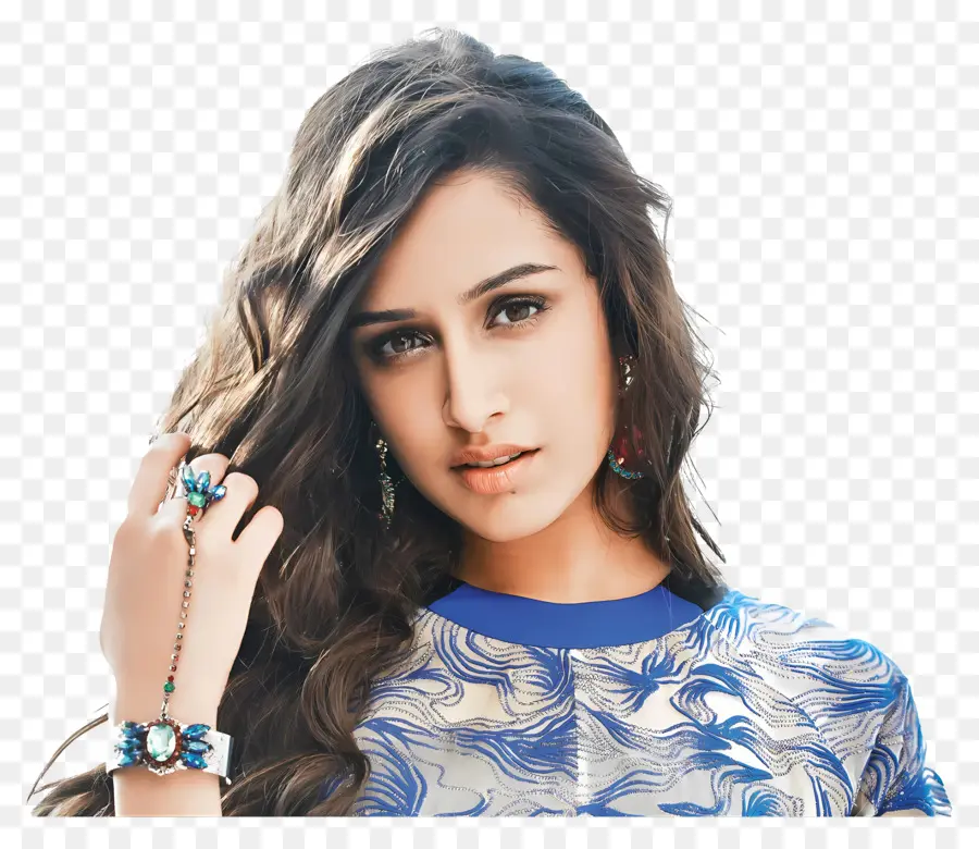 Shraddha Kapoor，Femme En Bleu Et Blanc PNG