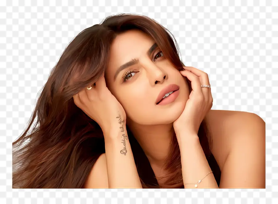 Priyanka Chopra Jonas，Femme Avec Les Mains Sur Le Visage PNG