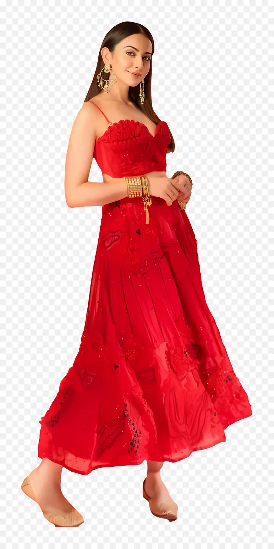 Rakul Preet Singh，Femme En Robe Rouge PNG