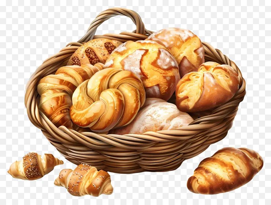 Corbeille à Pain，Panier De Croissants PNG