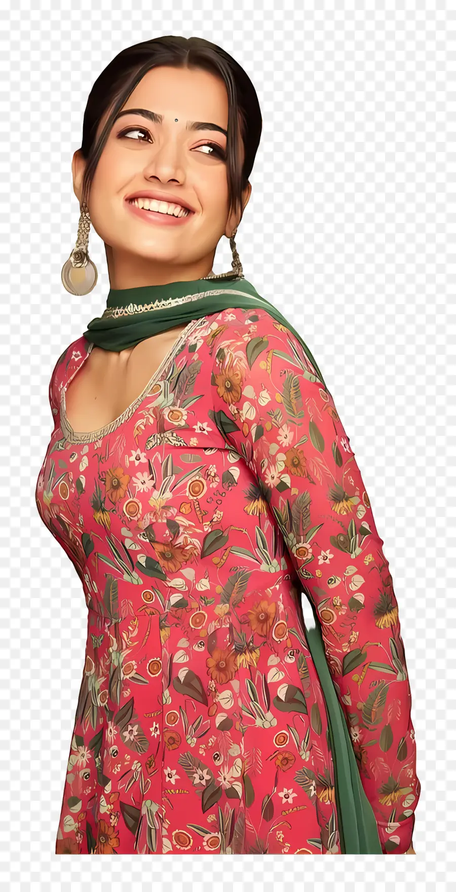 Rashmika Mandanna，Robe Fleurie PNG