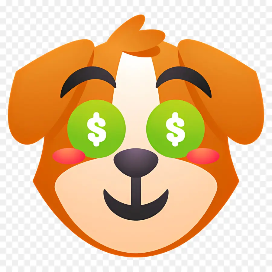 Emoji De Chien，Chien Aux Yeux De Dollar PNG