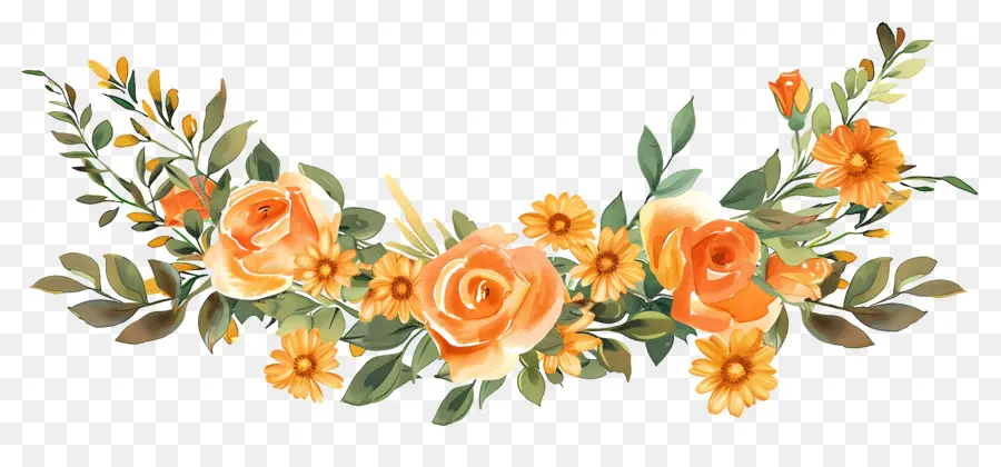 Bordure Florale，Fleurs Jaunes PNG