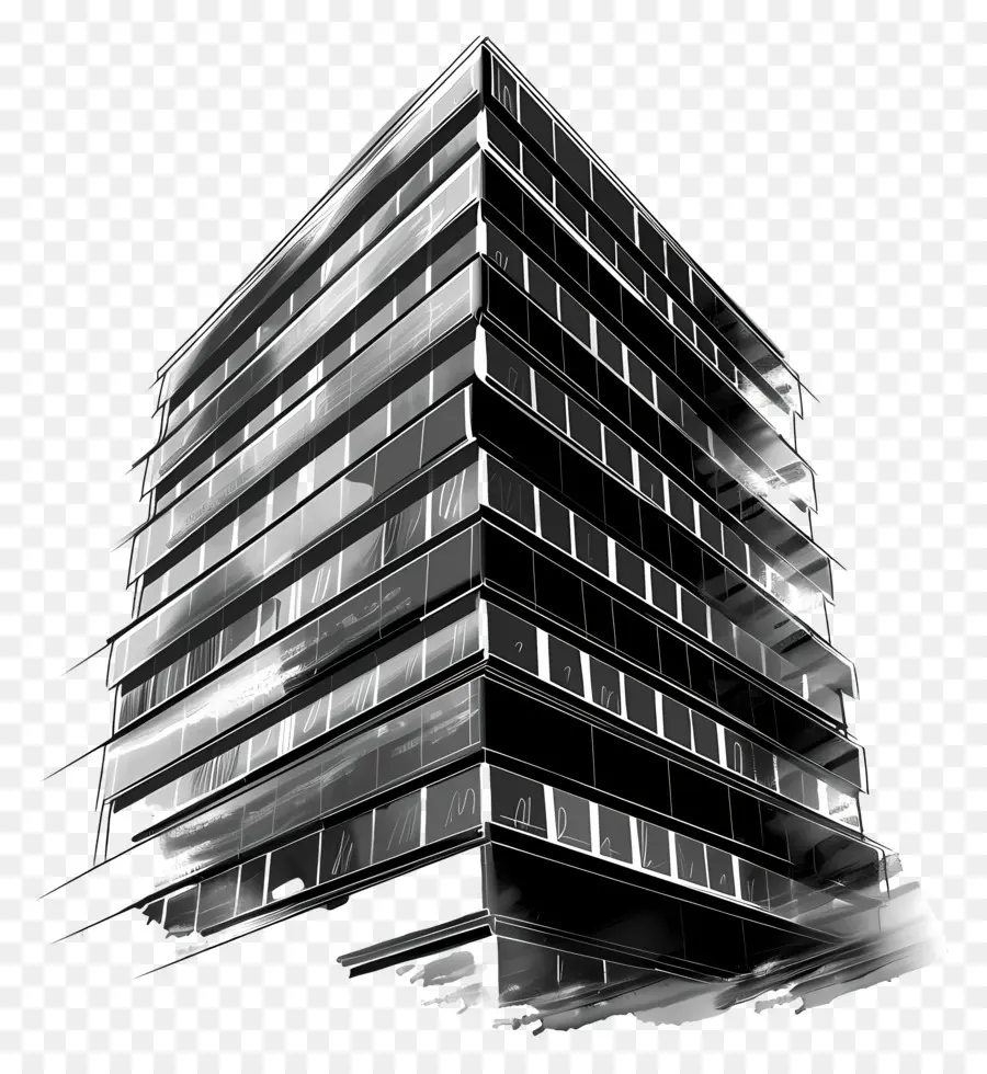 Silhouette D'un Grand Bâtiment，Bâtiment Moderne PNG