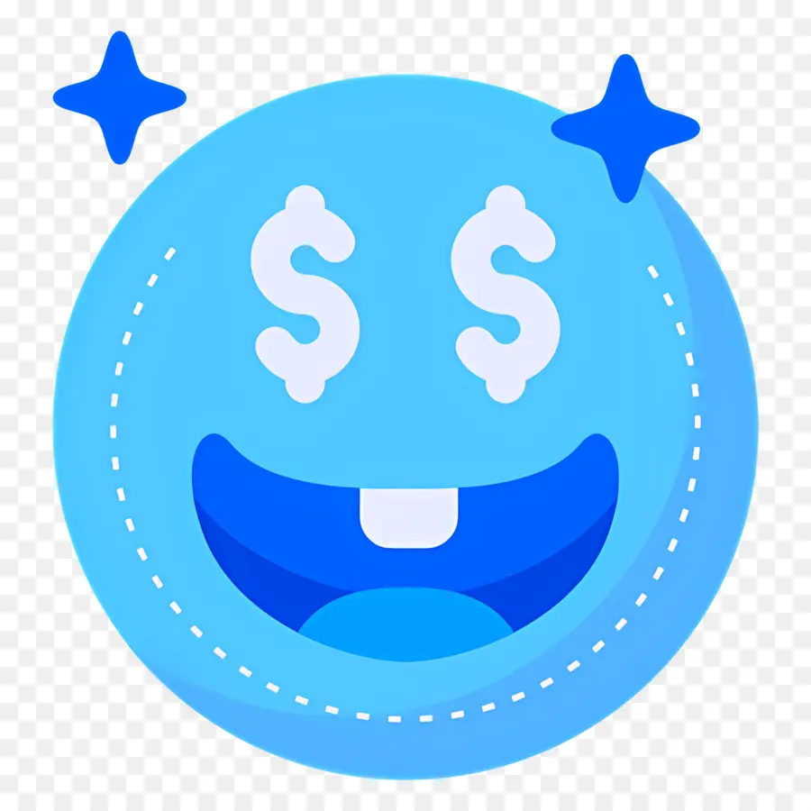 Argent Emoji，Visage Bleu Avec Des Yeux En Dollars PNG