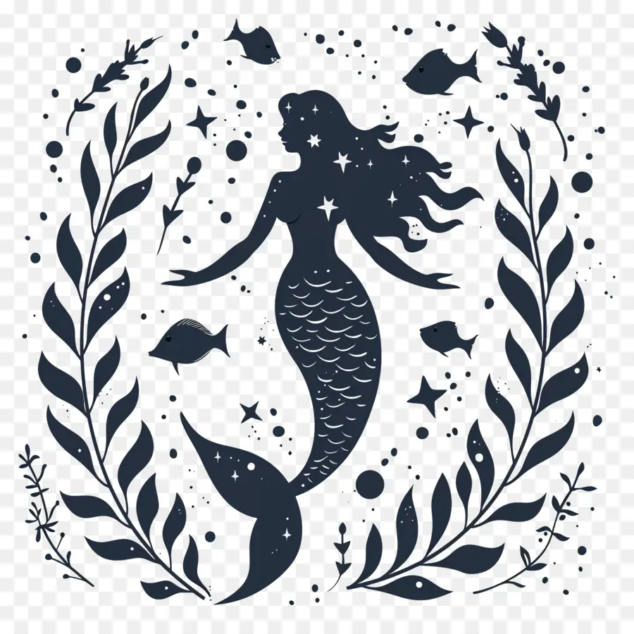 Silhouette De Sirène，Sirène PNG