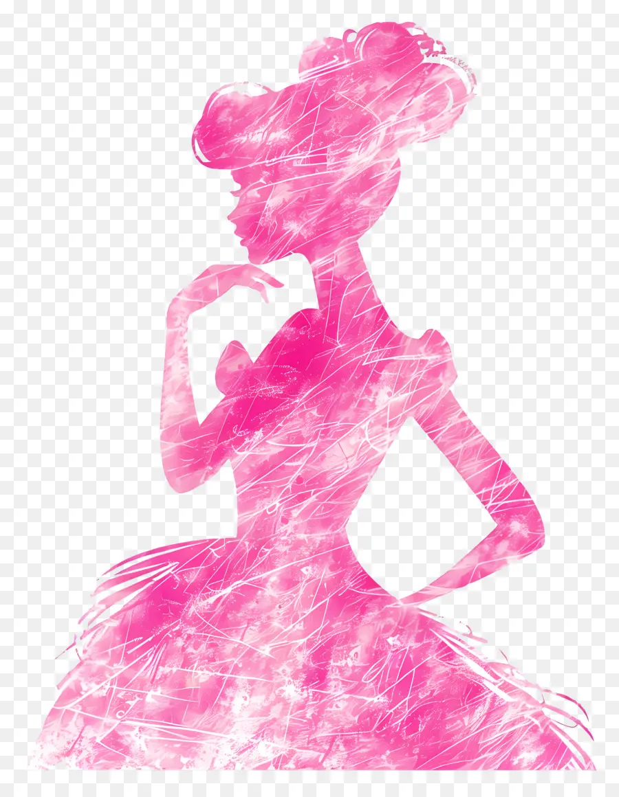 Silhouette De Barbie Rose，Silhouette De Femme En Robe PNG