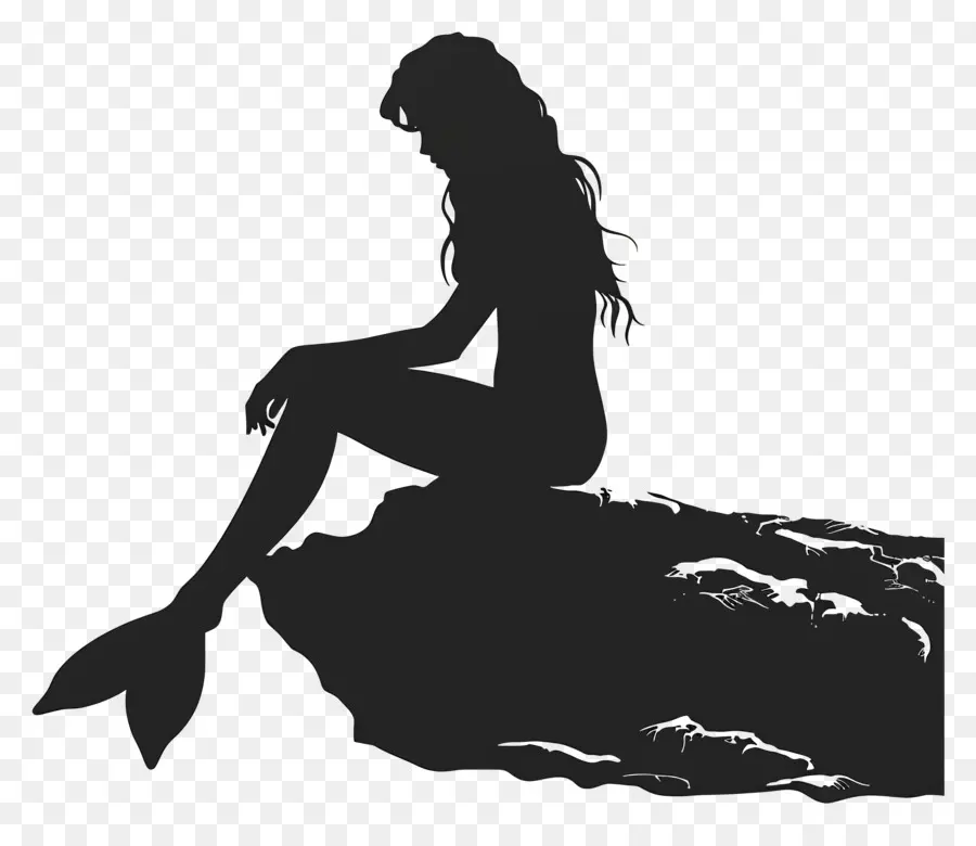 Silhouette De Sirène，Silhouette Sur Rocher PNG