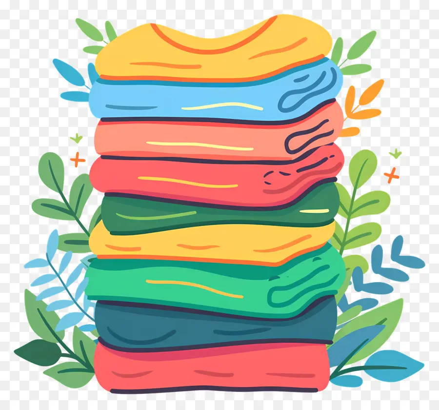 Pile De Vêtements，Serviettes Colorées PNG