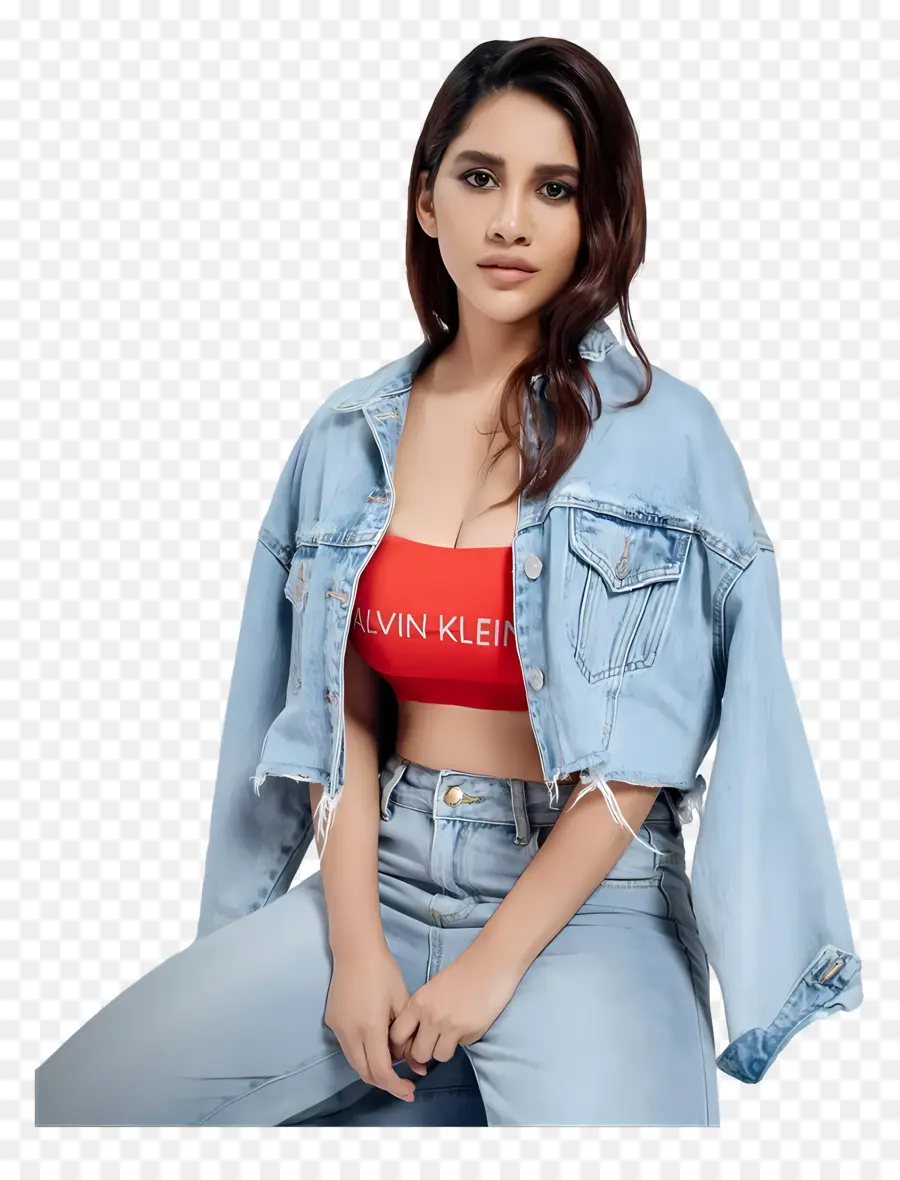 Nabha Natesh，Femme En Tenue Denim PNG