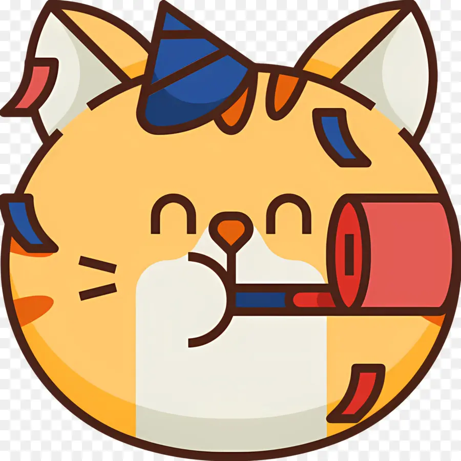 Chat Emoji，Chat Avec Un Chapeau De Fête PNG