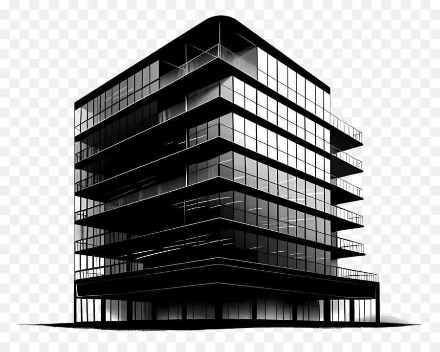 Silhouette D'un Grand Bâtiment，Bâtiment Moderne PNG