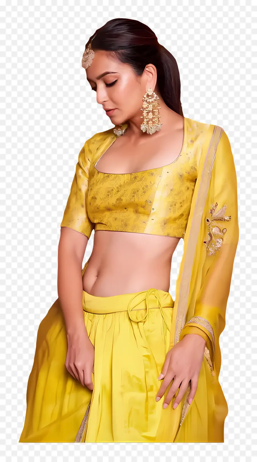 Kriti Kharbanda，Tenue Traditionnelle Jaune PNG