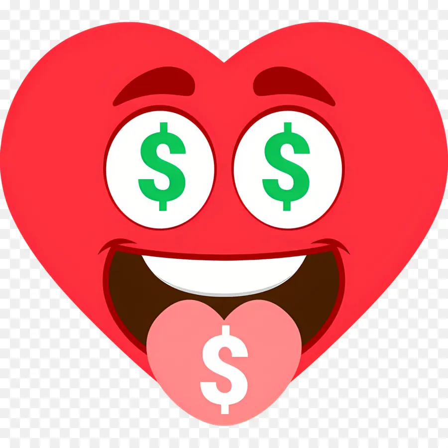 Argent Emoji，Visage De Coeur Avec Des Yeux En Dollars PNG