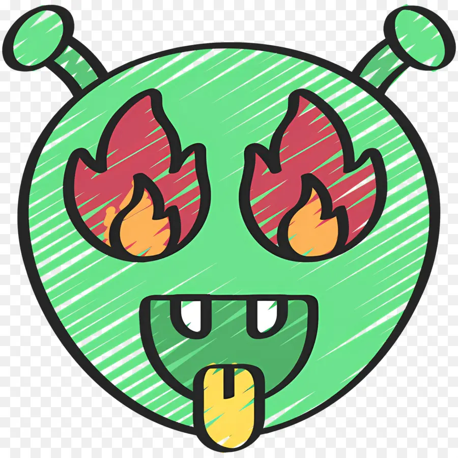 Emoji De Feu，Extraterrestre Aux Yeux De Feu PNG