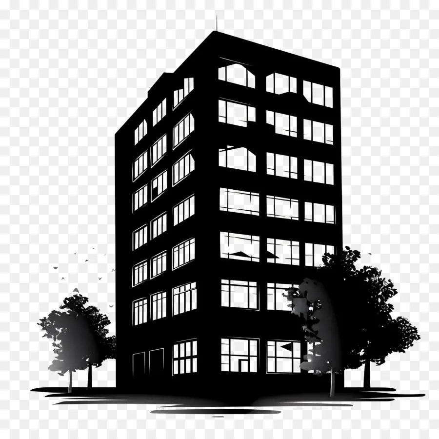 Silhouette D'un Grand Bâtiment，Bâtiment Noir PNG