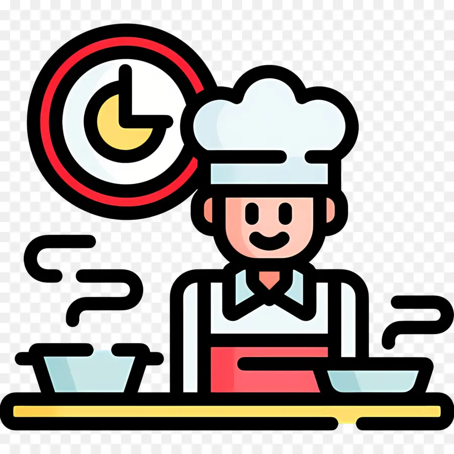 Cuisinier，Chef Avec Horloge PNG