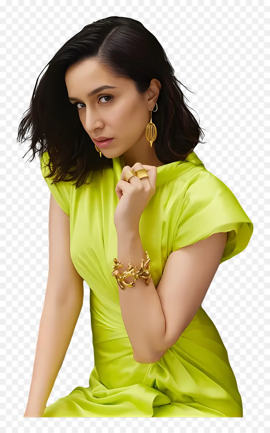 Shraddha Kapoor，Femme En Robe Verte PNG