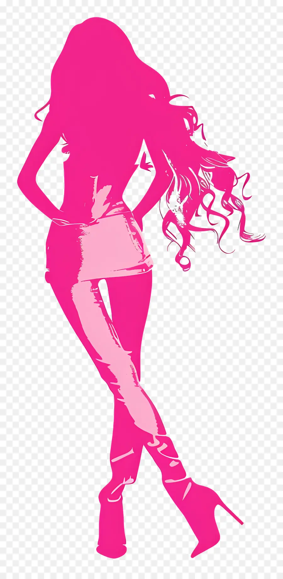 Silhouette De Barbie Rose，Silhouette De Femme PNG