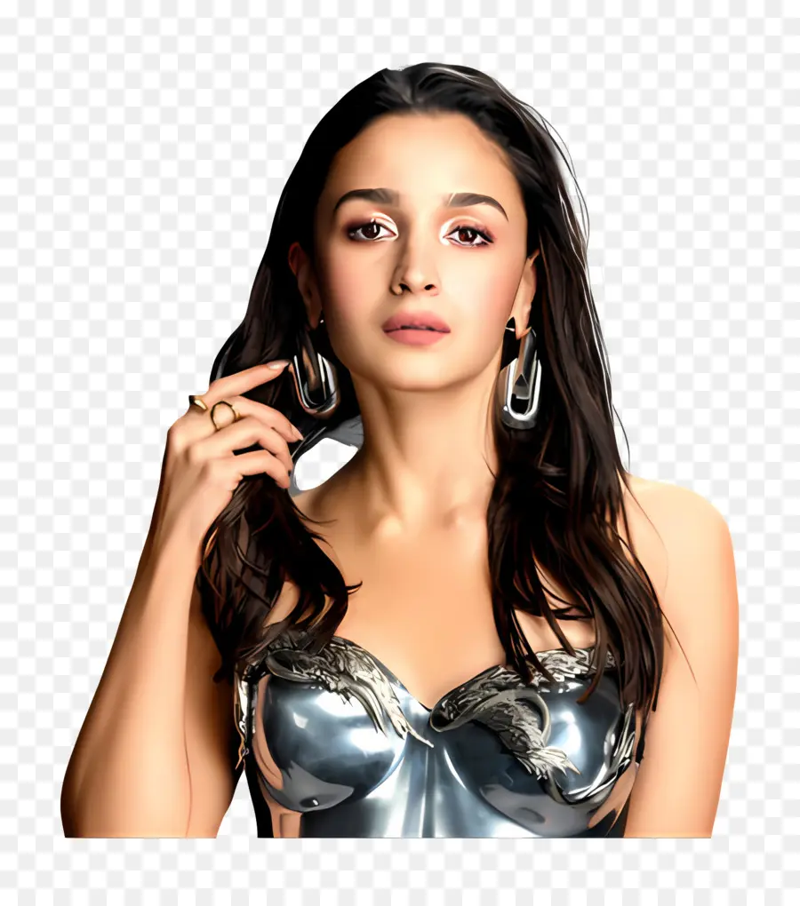 Alia Bhatt，Femme En Robe Métallique PNG