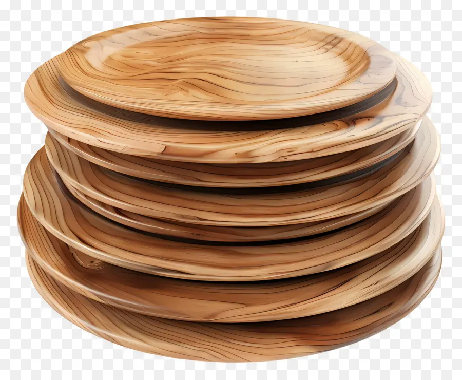 Pile D'assiettes，Assiettes En Bois PNG