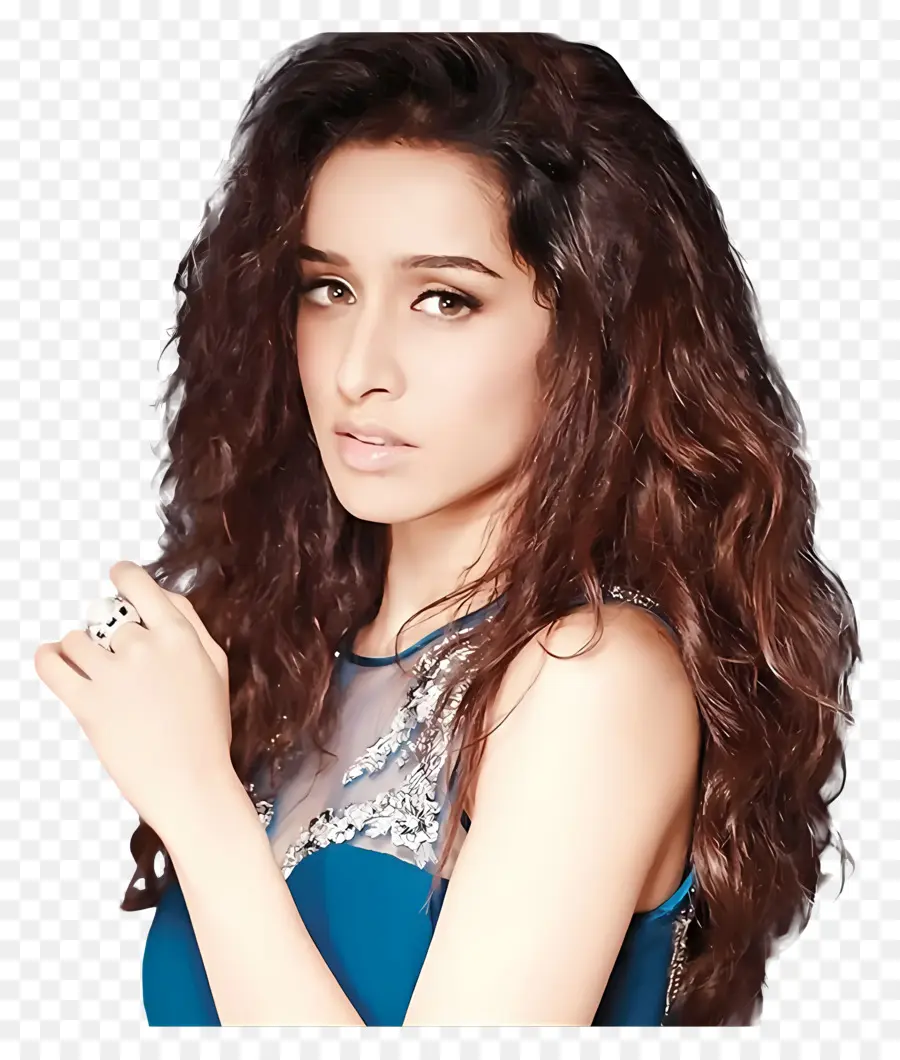 Shraddha Kapoor，Femme En Robe Bleue PNG