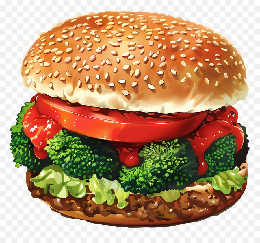 Burger Végétarien，Burger Réaliste PNG