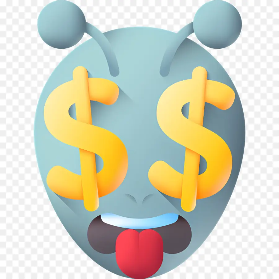 Argent Emoji，Alien Aux Yeux De Dollar PNG