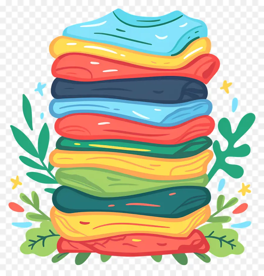 Pile De Vêtements，Serviettes Colorées PNG