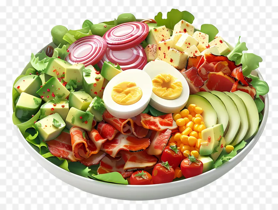 Salade Cobb，Saladier Coloré PNG