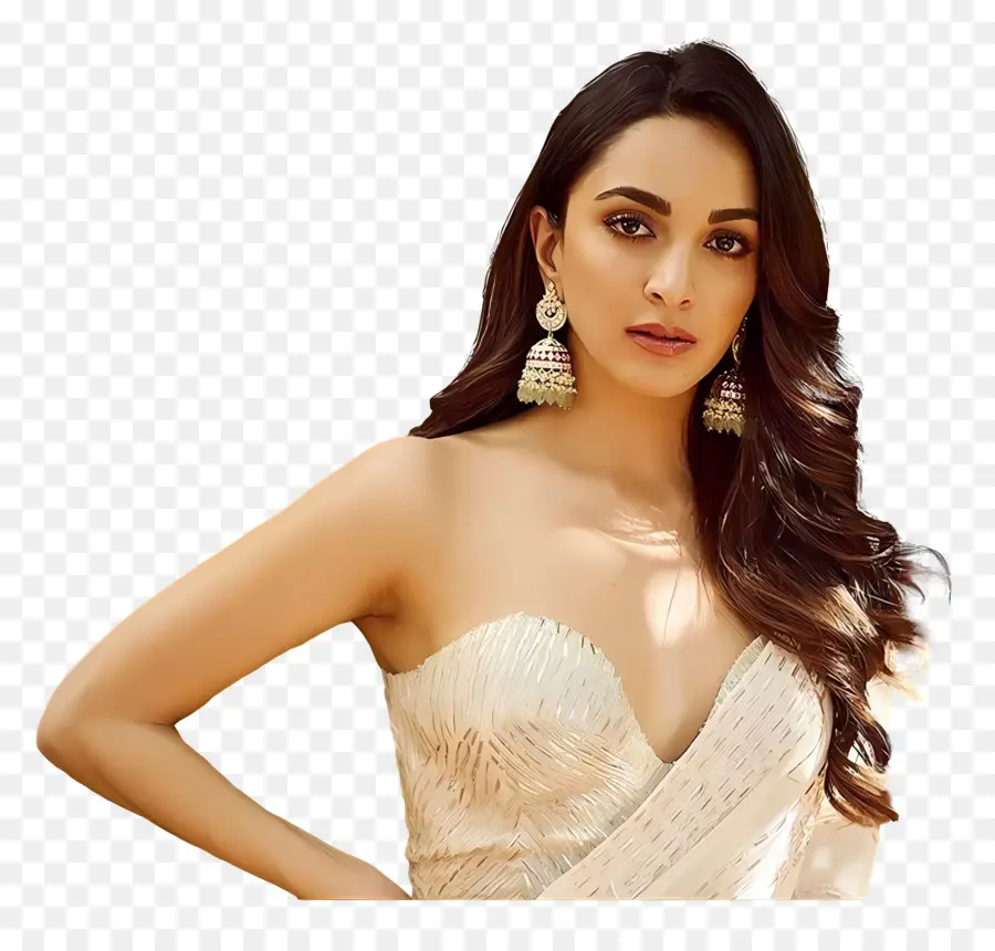 Kiara Advani，Femme En Robe Blanche PNG