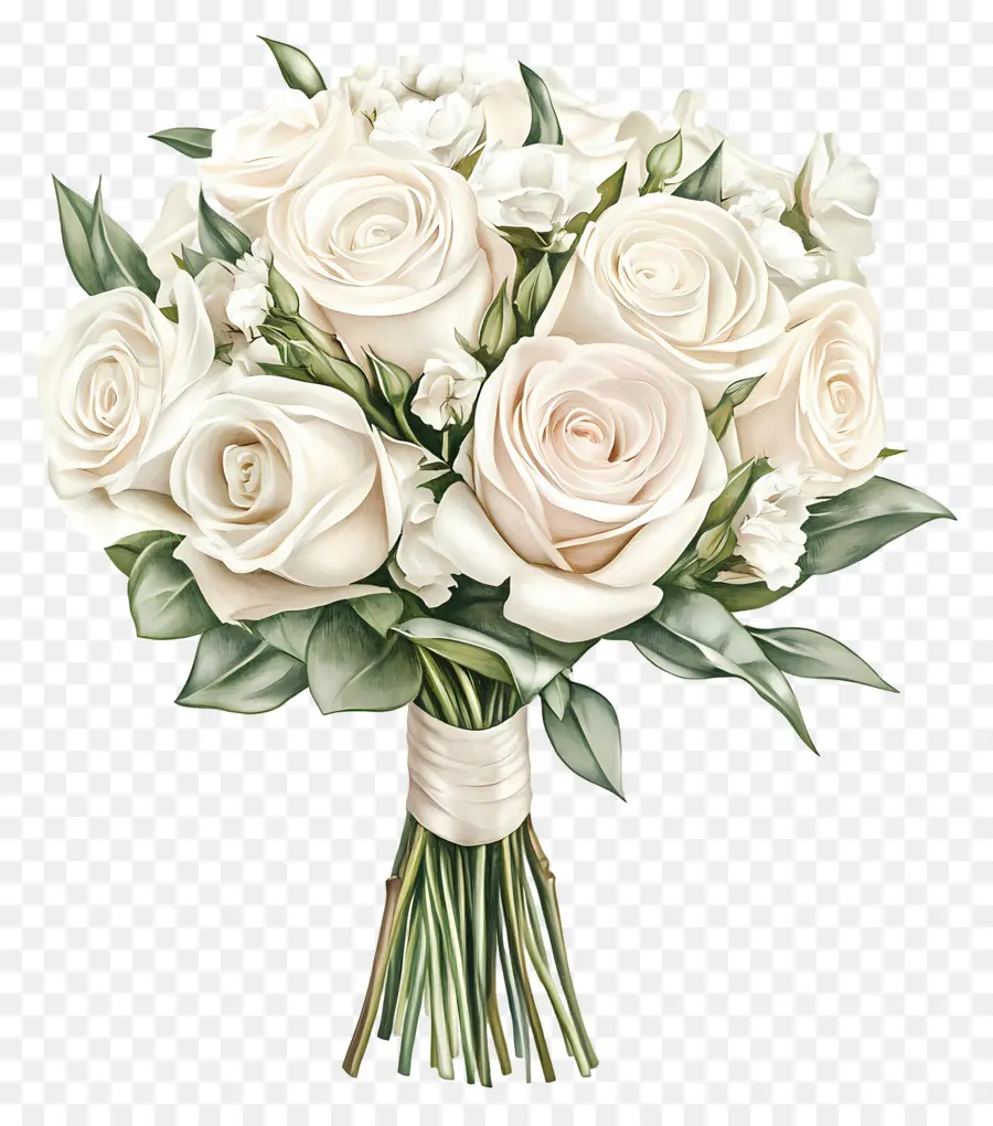 Bouquet De Mariée，Bouquet De Roses Blanches PNG