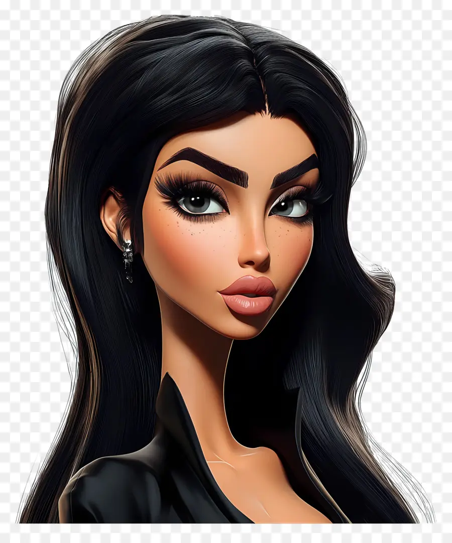 Kim Kardashian，Personnage élégant Aux Cheveux Foncés PNG