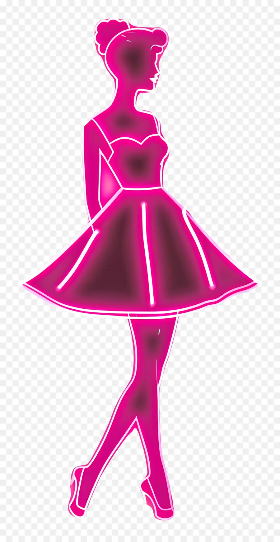 Silhouette De Barbie Rose，Silhouette Néon Rose PNG