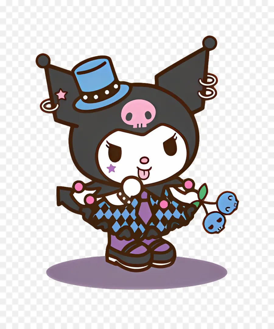 Kuromi，Personnage De Dessin Animé Avec Chapeau Haut De Forme PNG