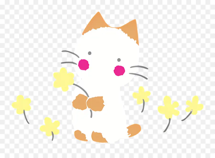 Mellotune，Chat Mignon Avec Des Fleurs PNG