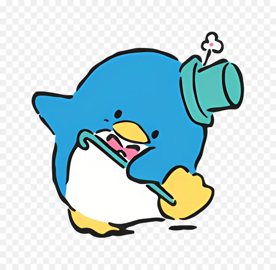 Tuxedosam，Pingouin Bleu Avec Chapeau Haut De Forme PNG