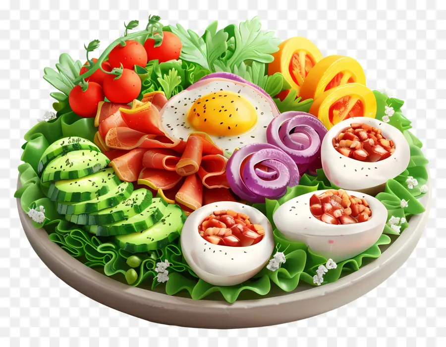 Salade Cobb，Assiette à Salade Gourmande PNG