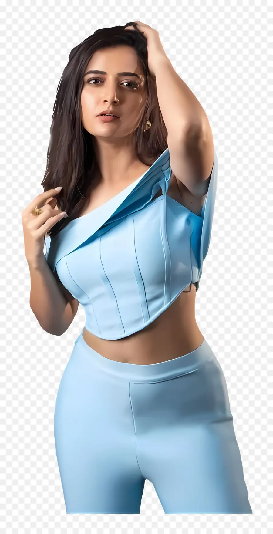 Ashika Ranganath，Femme En Tenue Bleue PNG