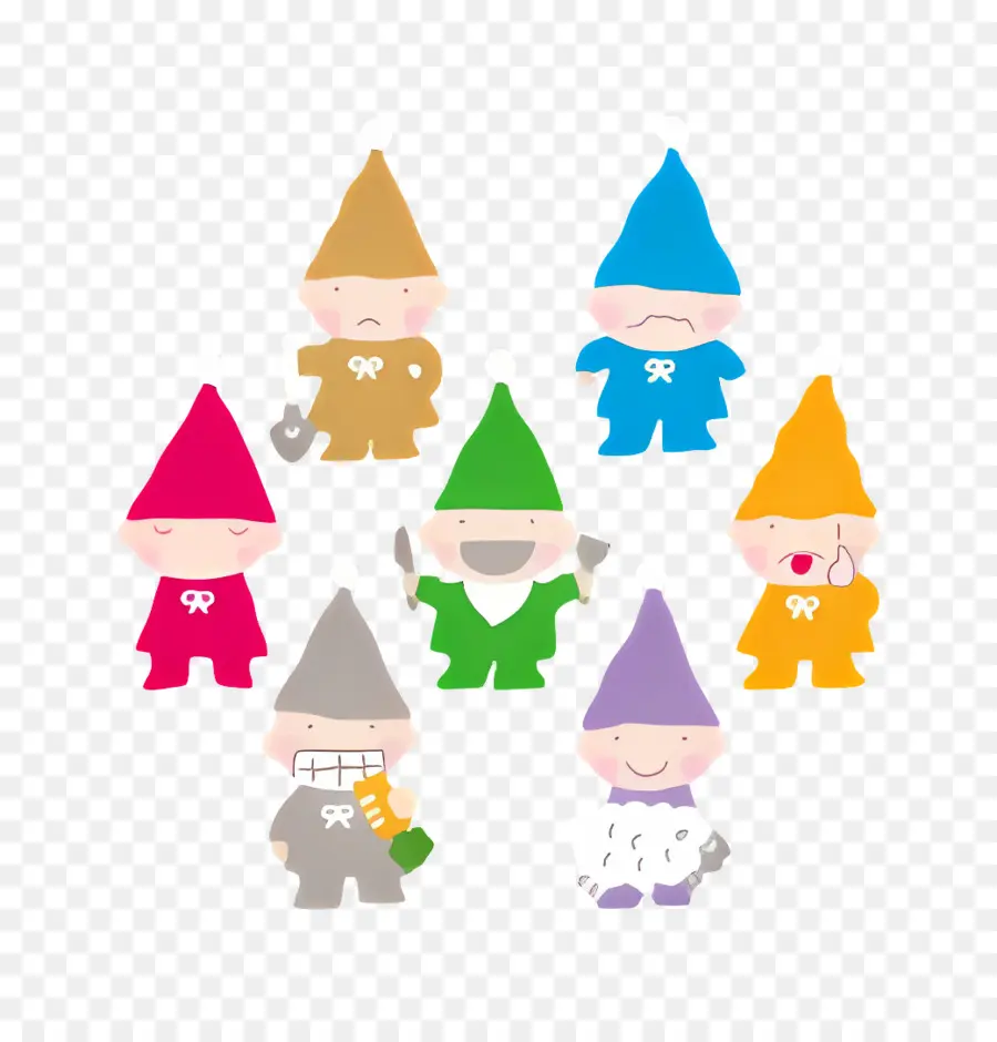 Sept Nains Idiots，Gnomes Colorés PNG