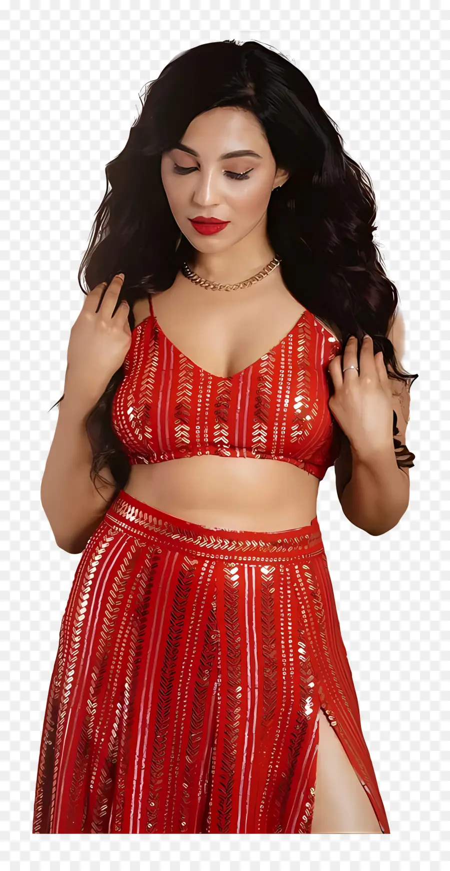 Parvathy Nair，Femme En Tenue Rouge PNG