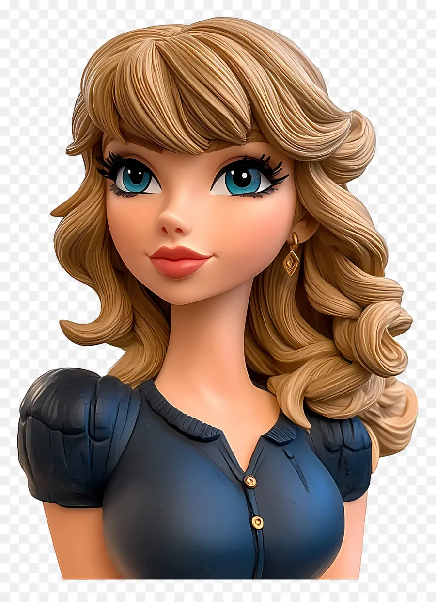 Taylor Swift，Femme De Dessin Animé Avec Des Boucles PNG