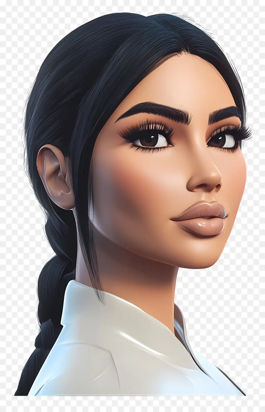 Kim Kardashian，Personnage Réaliste Aux Cheveux Tressés PNG