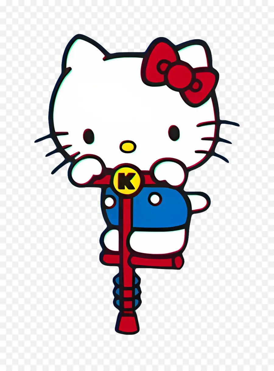 Bonjour Kitty，Chat Blanc Sur Pogo Stick PNG