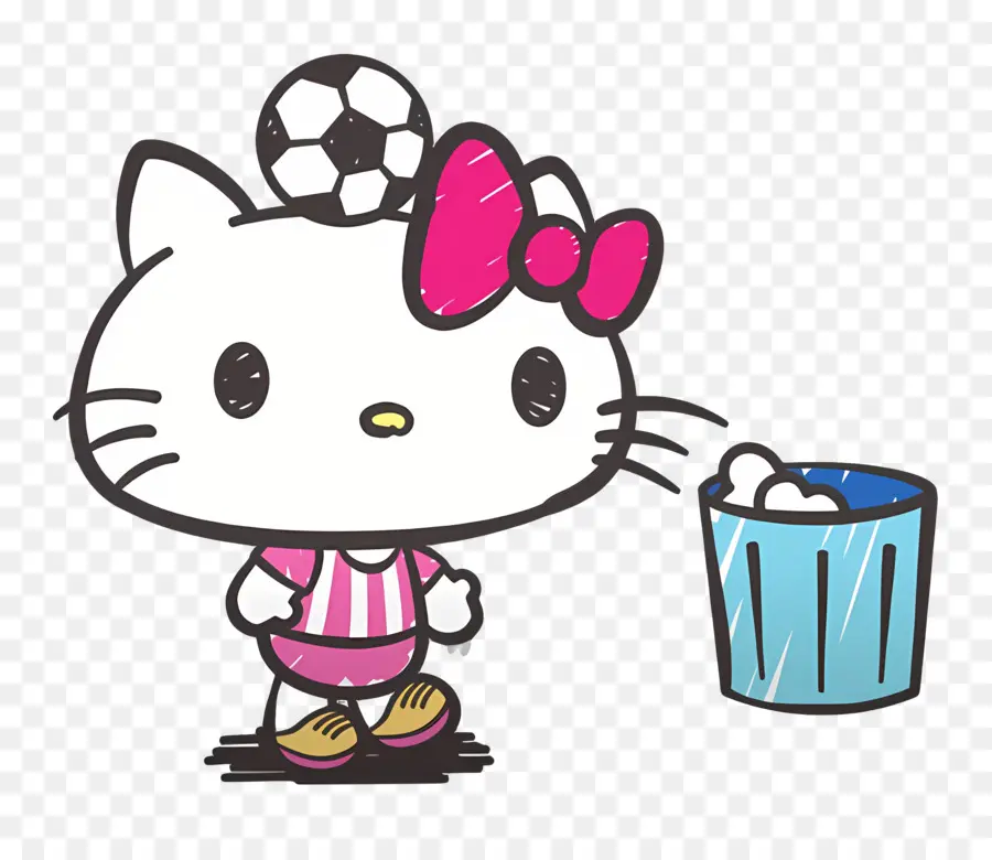 Bonjour Kitty，Hello Kitty Avec Un Ballon De Foot PNG