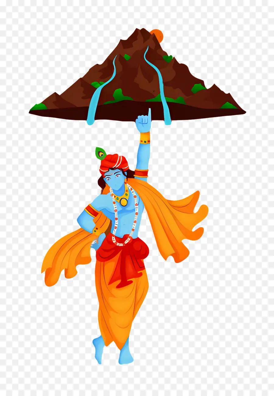 Govardhan Puja，Krishna Avec La Montagne PNG