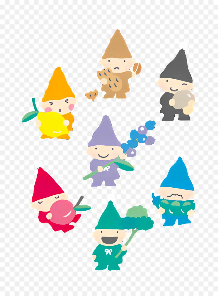 Sept Nains Idiots，Gnomes Colorés PNG